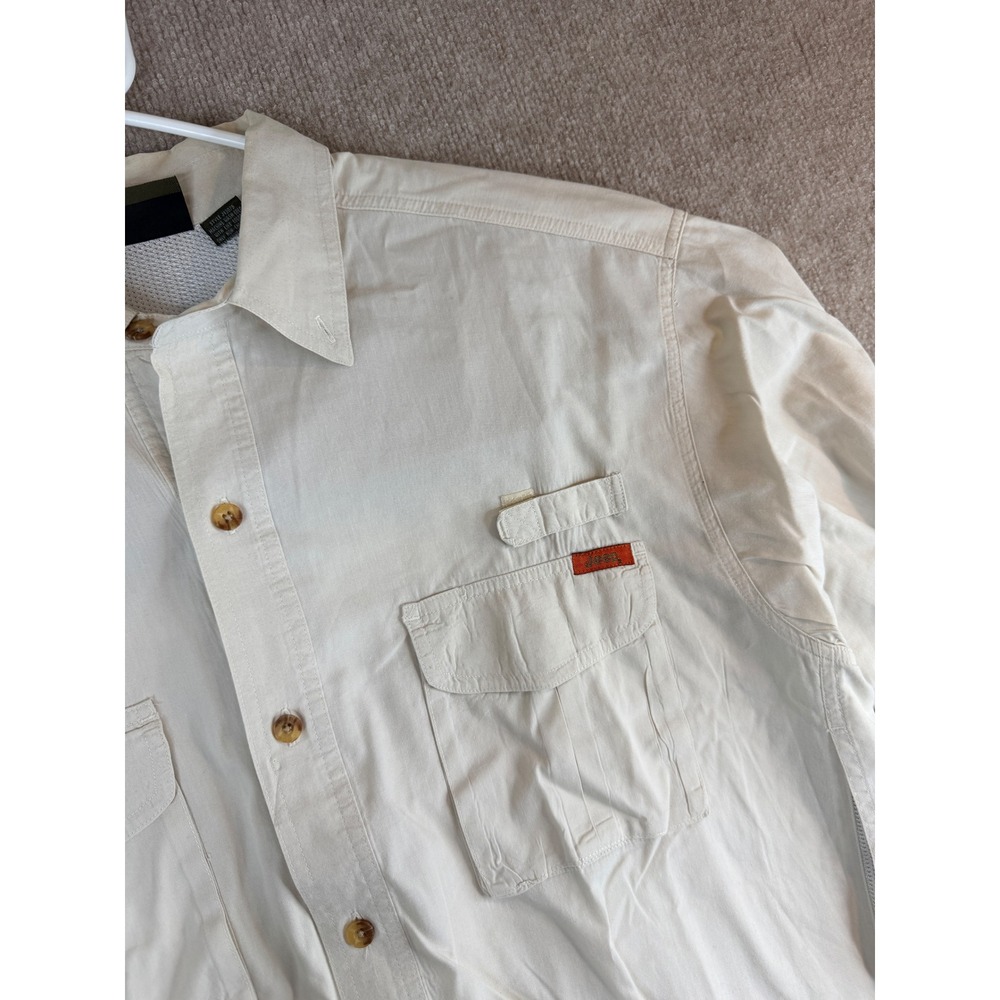 Jeep Mens Long Sleeve Vented Button Up Shirt Khaki Utility Work‎ Casual Size L